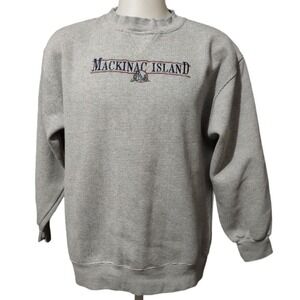 Luna Pier Sweatshirt Mens Large Mackinac Island Y2K Gray Retro Gorp Core Striped